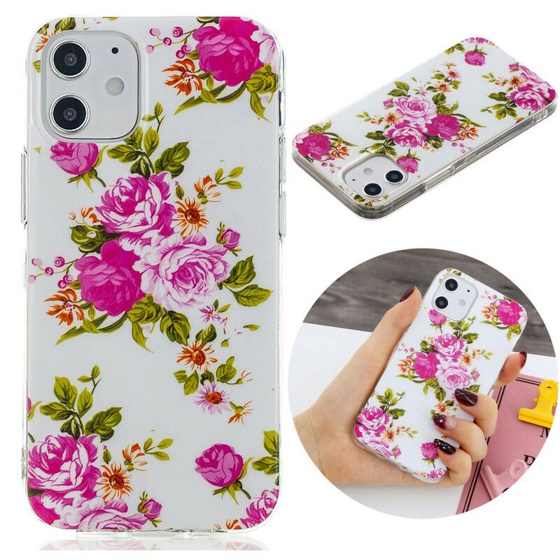 Cover iPhone 12 Mini Fluorescerende Frihedsblomster