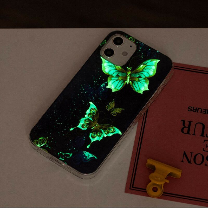 Cover iPhone 12 Mini Fluorescerende Sommerfugleserie