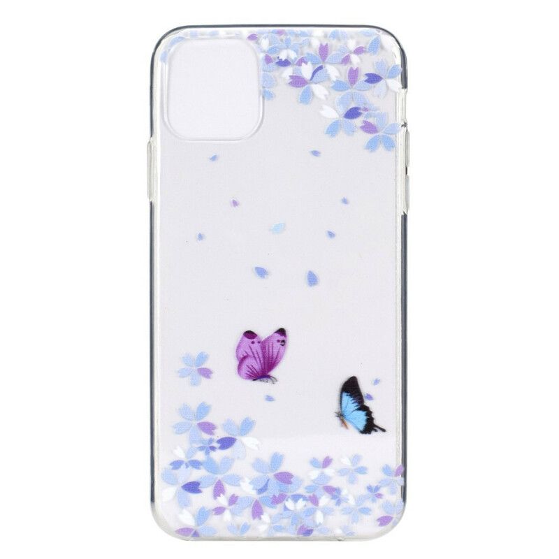 Cover iPhone 12 Mini Transparente Sommerfugle Og Blomster