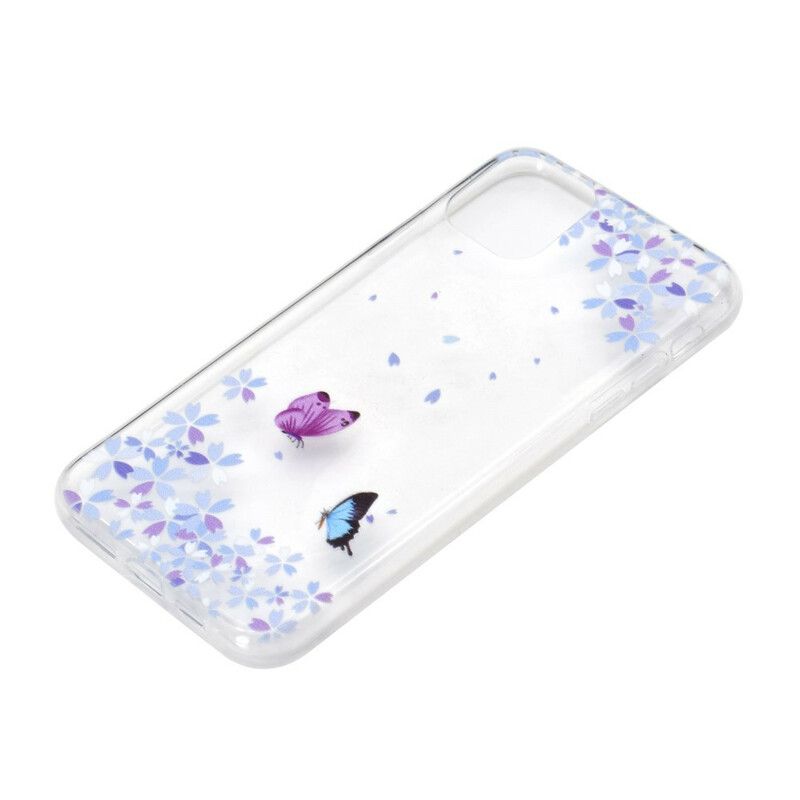 Cover iPhone 12 Mini Transparente Sommerfugle Og Blomster