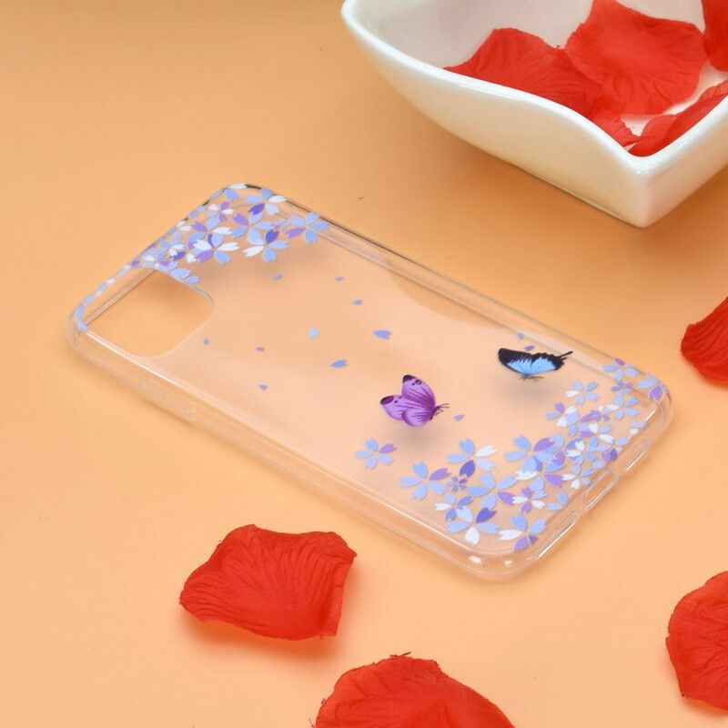 Cover iPhone 12 Mini Transparente Sommerfugle Og Blomster