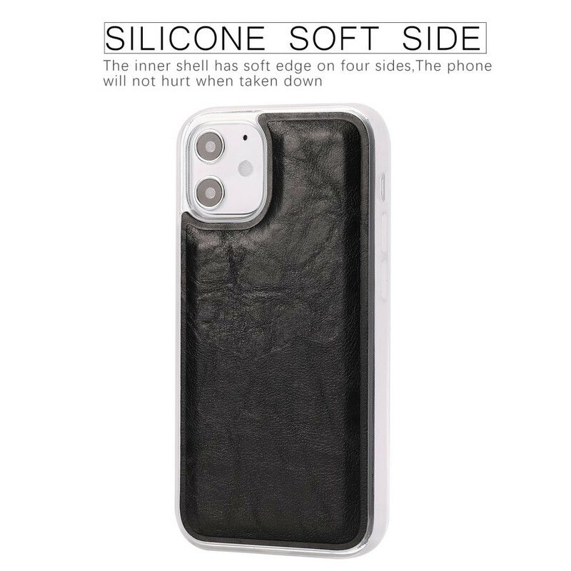 Flip Cover iPhone 12 Mini Aftagelig Distressed Læderstil