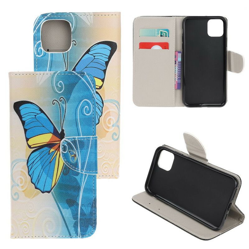 Flip Cover iPhone 12 Mini Farverig Sommerfugl