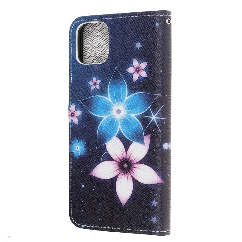 Flip Cover iPhone 12 Mini Med Snor Lunar Strap Blomster