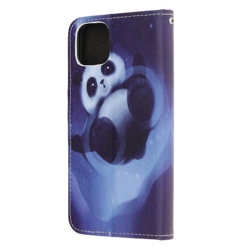 Flip Cover iPhone 12 Mini Med Snor Thong Space Panda