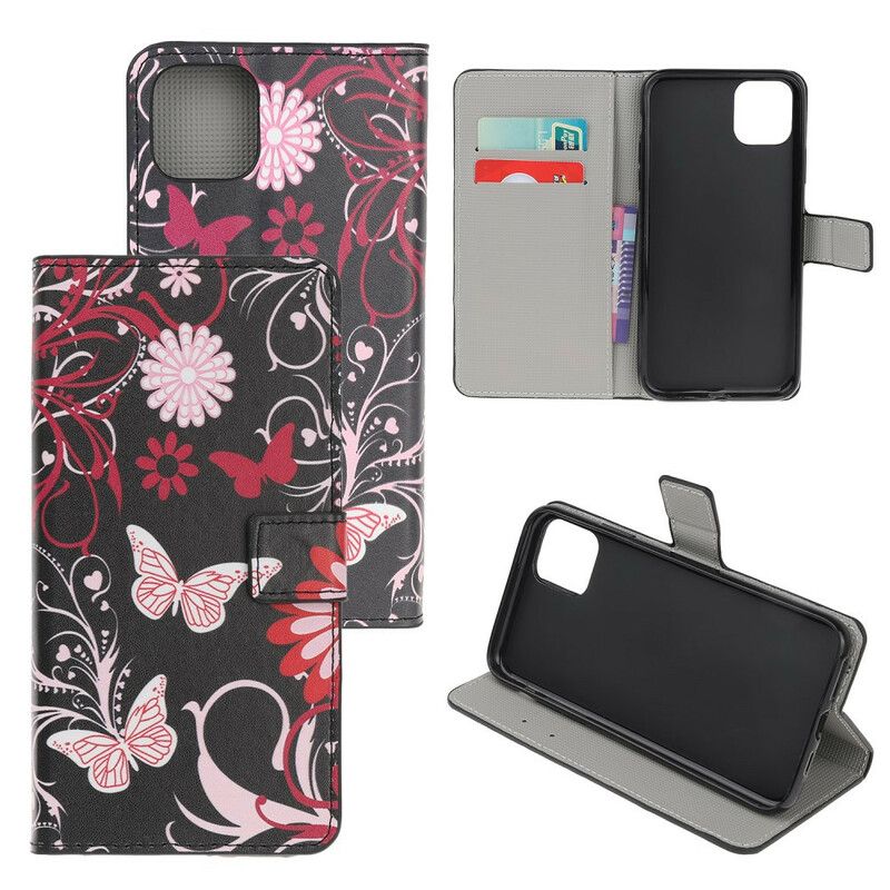 Flip Cover iPhone 12 Mini Sindssyge Sommerfugle