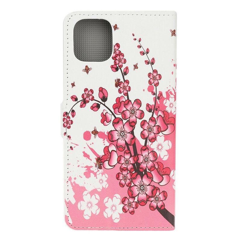 Læder Cover iPhone 12 Mini Tropiske Blomster