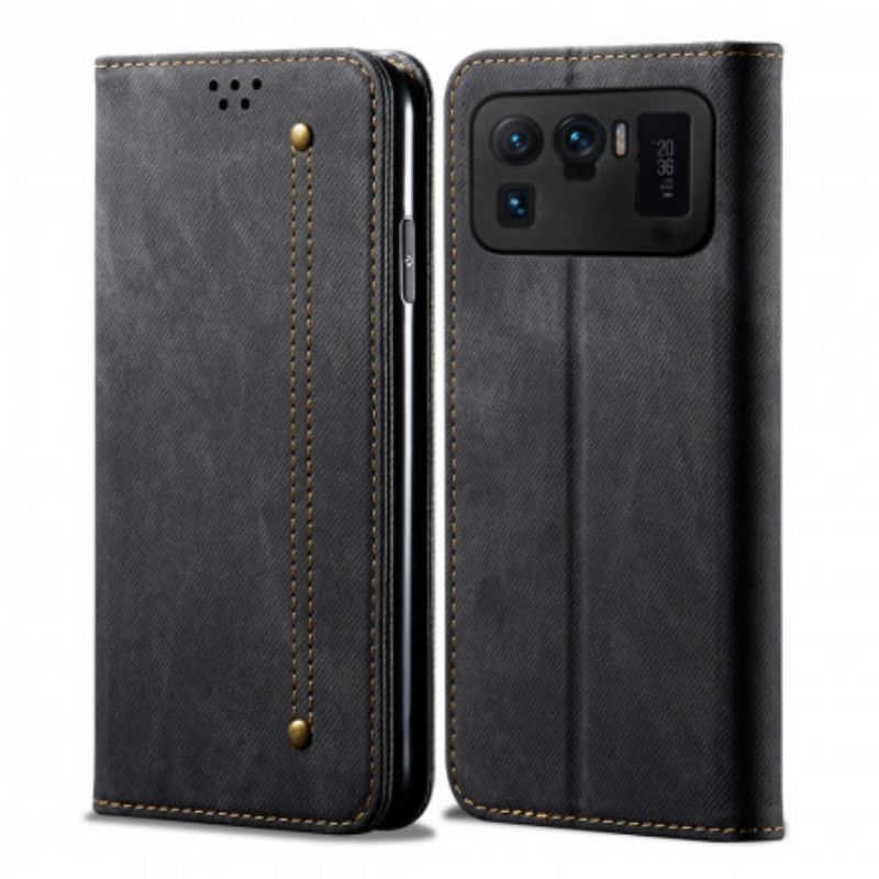 Cover Xiaomi Mi 11 Ultra Flip Cover Imiteret Læder Jeans Tekstur