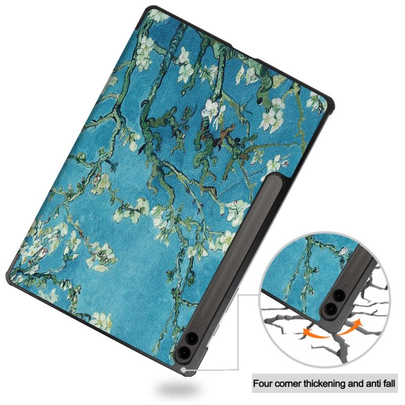 Samsung Galaxy Tab S9 Fe Plus Abrikos Blomster Stylus Holder