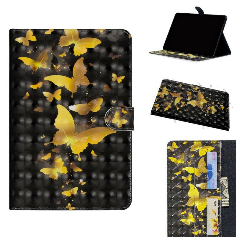 Flip Cover iPad 10.2" (2020) (2019) / Air 10.5" / Pro 10.5" Gule Sommerfugle