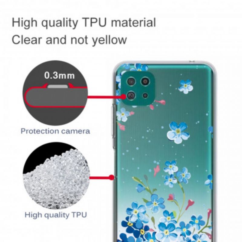 Cover Samsung Galaxy A22 5G Blå Blomster