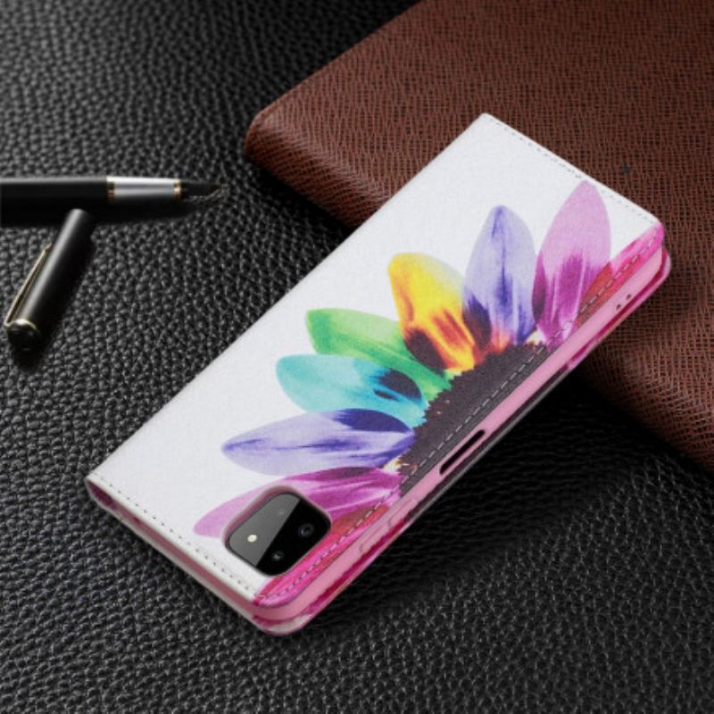 Cover Samsung Galaxy A22 5G Flip Cover Akvarelblomst