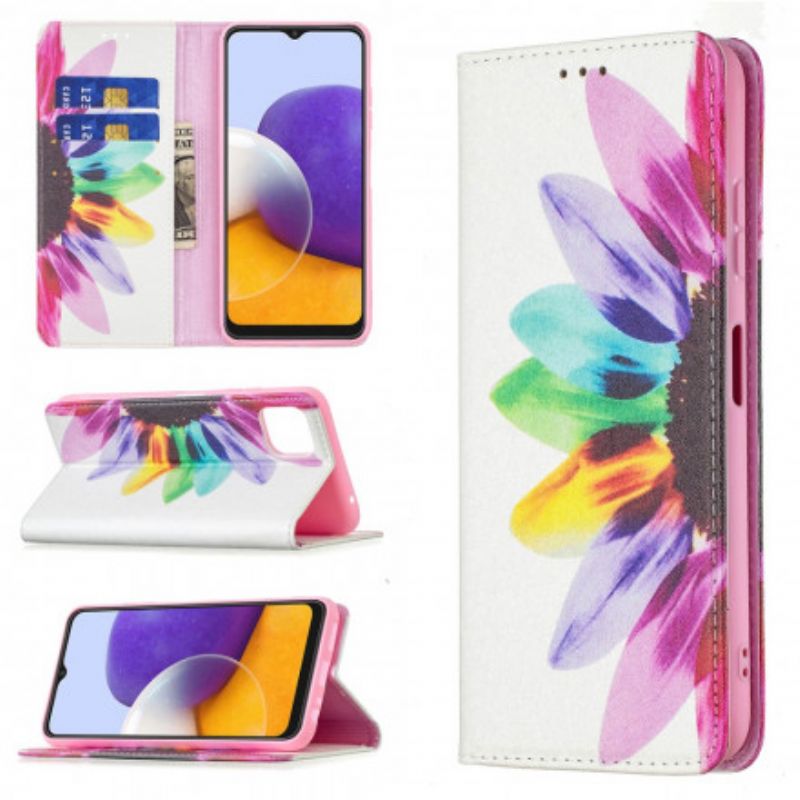 Cover Samsung Galaxy A22 5G Flip Cover Akvarelblomst