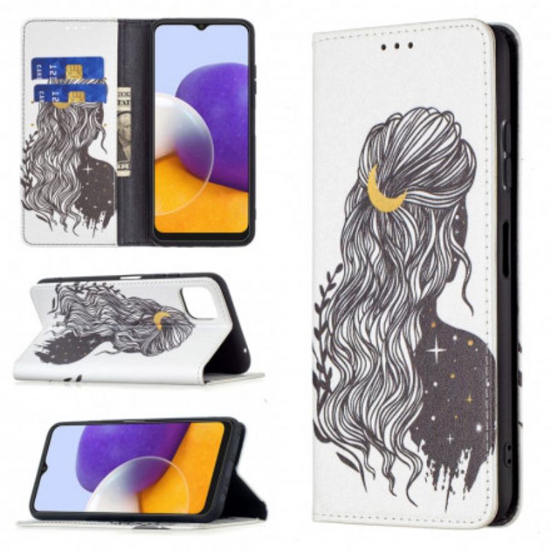 Cover Samsung Galaxy A22 5G Flip Cover Smukt Hår