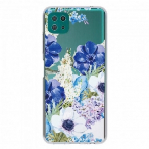 Cover Samsung Galaxy A22 5G Sømløse Akvarel Blå Blomster