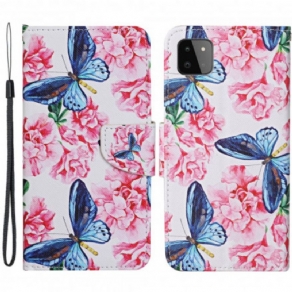 Flip Cover Samsung Galaxy A22 5G Blomstersommerfugle-rem