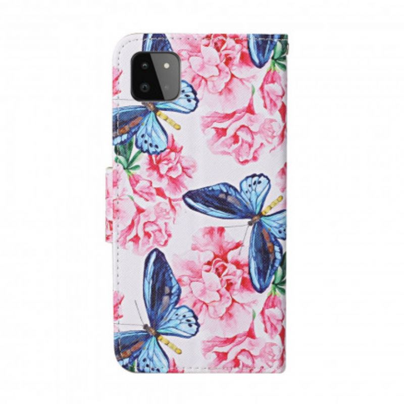 Flip Cover Samsung Galaxy A22 5G Blomstersommerfugle-rem