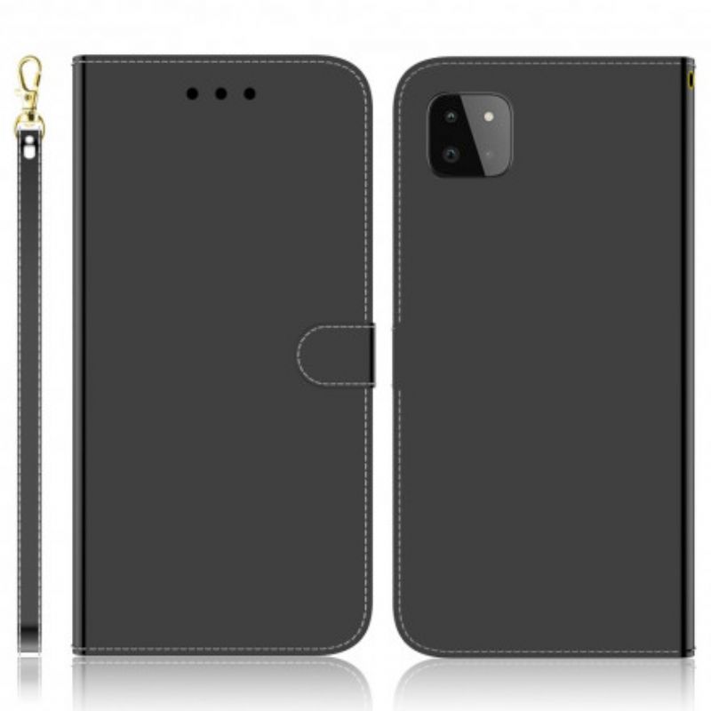 Flip Cover Samsung Galaxy A22 5G Imiteret Læder Spejlcover