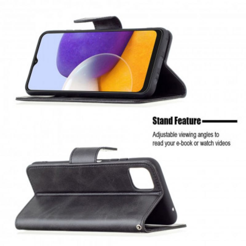 Flip Cover Samsung Galaxy A22 5G Læder Cover Glat Skrå Klap