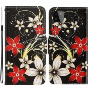 Flip Cover Samsung Galaxy A22 5G Med Snor Farverige Stropblomster