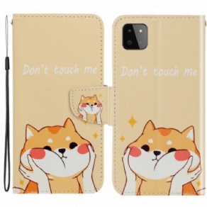 Flip Cover Samsung Galaxy A22 5G Med Snor Rør Mig Ikke Strappy Cat