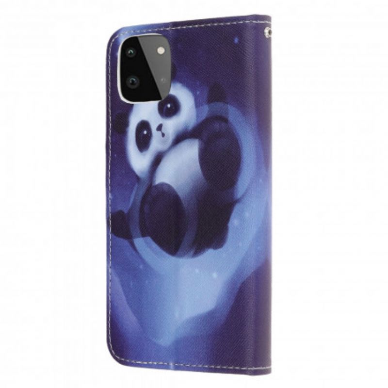 Flip Cover Samsung Galaxy A22 5G Med Snor Thong Space Panda