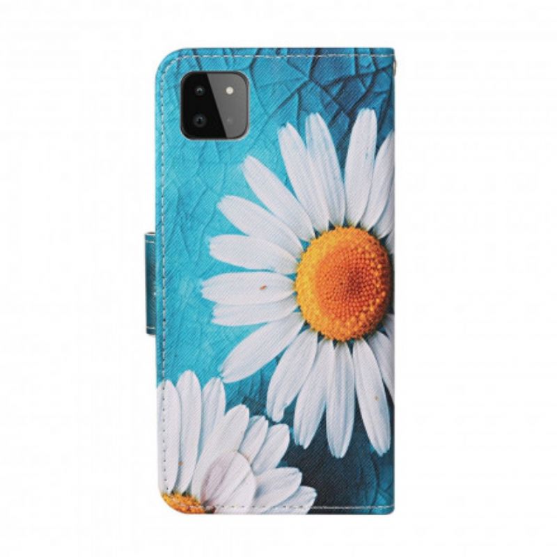 Flip Cover Samsung Galaxy A22 5G Mestrede Blomster Med Rem