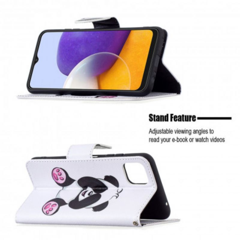 Flip Cover Samsung Galaxy A22 5G Panda Sjov