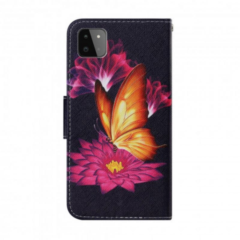 Flip Cover Samsung Galaxy A22 5G Sommerfugl Og Lotus