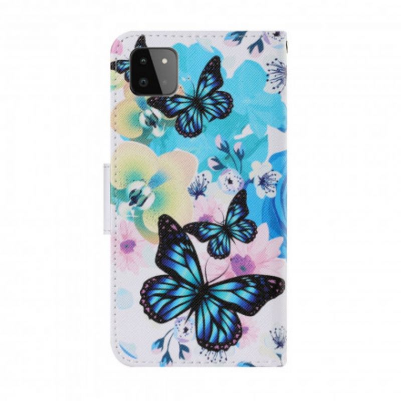 Flip Cover Samsung Galaxy A22 5G Sommerfugle Og Sommerblomster