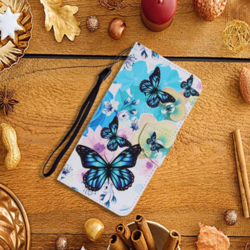 Flip Cover Samsung Galaxy A22 5G Sommerfugle Og Sommerblomster