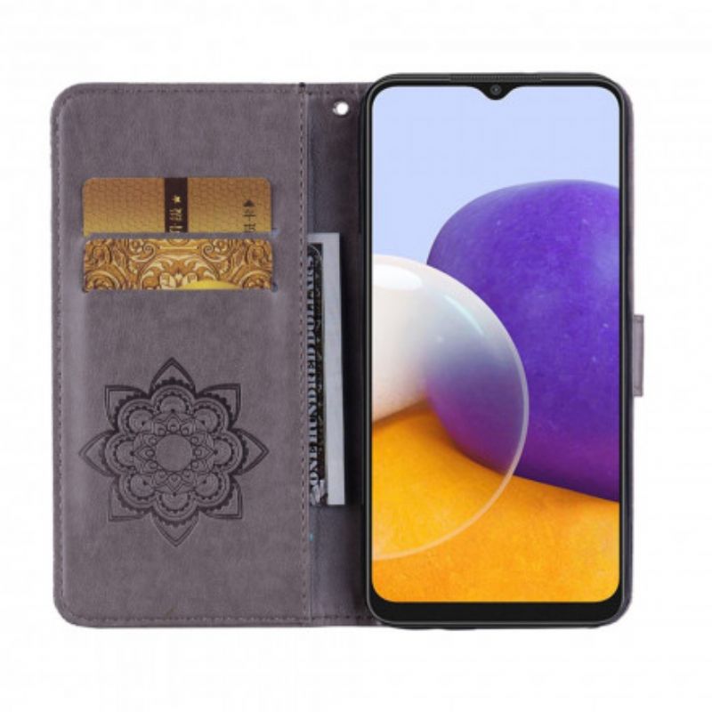 Flip Cover Samsung Galaxy A22 5G Ugle Mandala Og Snor