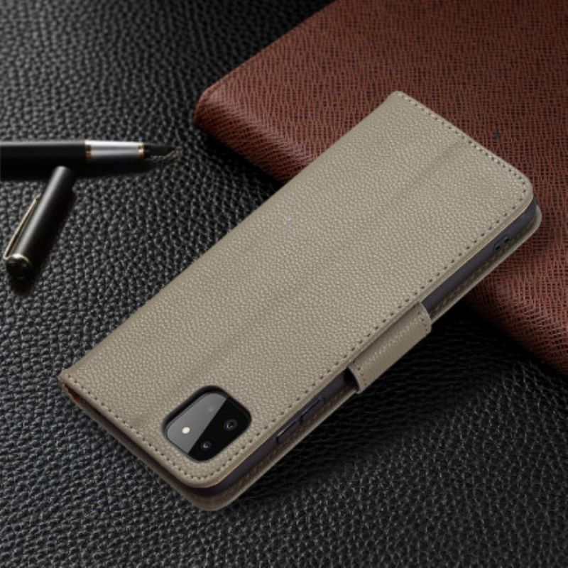 Læder Cover Samsung Galaxy A22 5G Flip Cover Litchi Flap Skrå