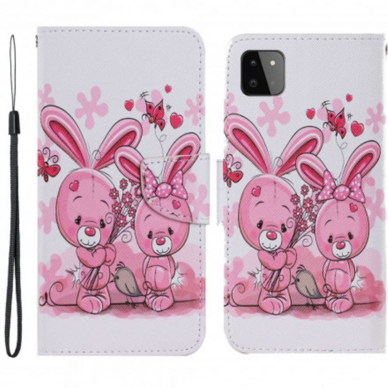 Læder Cover Samsung Galaxy A22 5G Kaniner