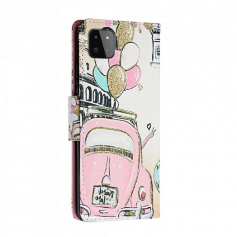 Læder Cover Samsung Galaxy A22 5G Mariehøneballoner