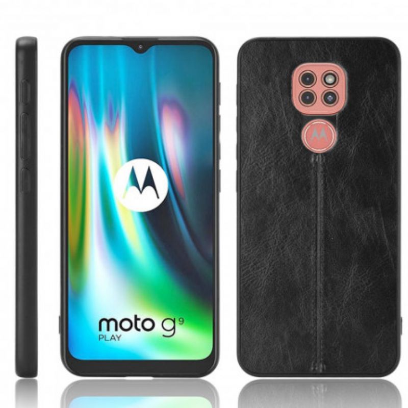 Cover Moto G9 Play Søm Lædereffekt