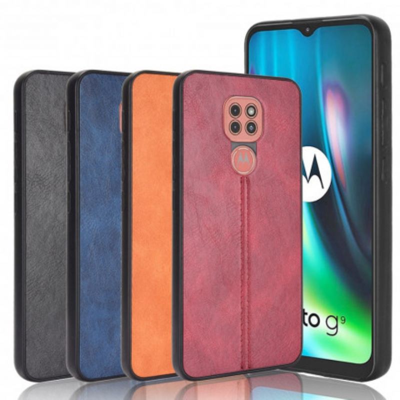 Cover Moto G9 Play Søm Lædereffekt