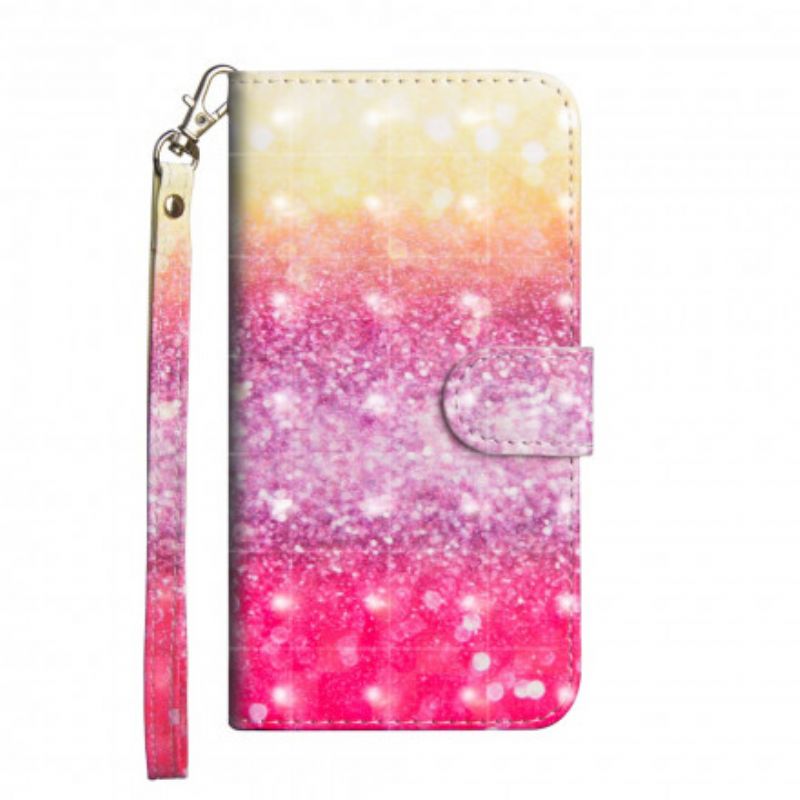 Flip Cover Moto G9 Play Magenta Glitter Gradient