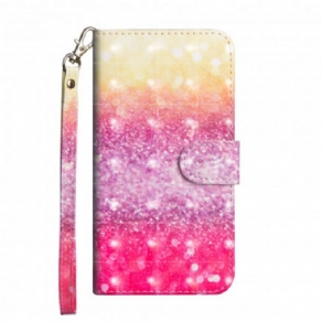 Flip Cover Moto G9 Play Magenta Glitter Gradient