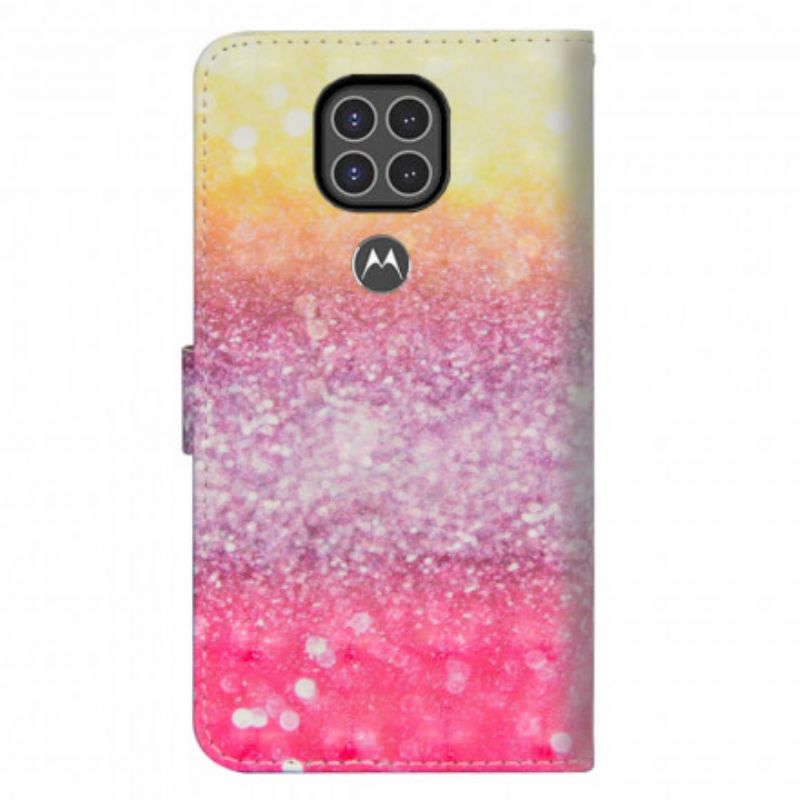 Flip Cover Moto G9 Play Magenta Glitter Gradient