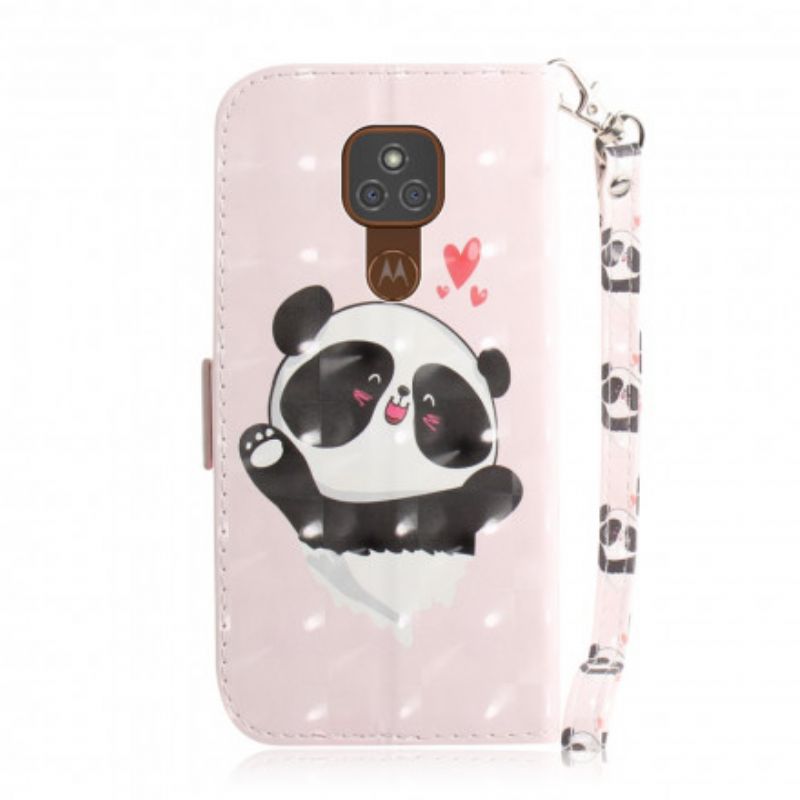 Flip Cover Moto G9 Play Med Snor Panda Love Strap