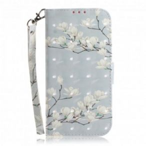 Flip Cover Moto G9 Play Med Snor Thong Blomstergren