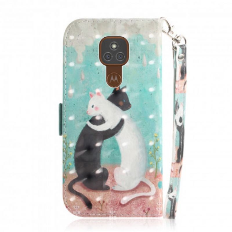 Flip Cover Moto G9 Play Med Snor Thong Cat Friends