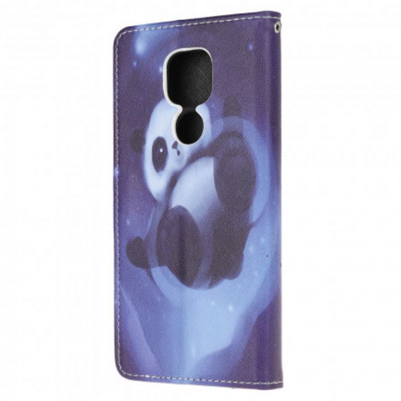 Flip Cover Moto G9 Play Med Snor Thong Space Panda