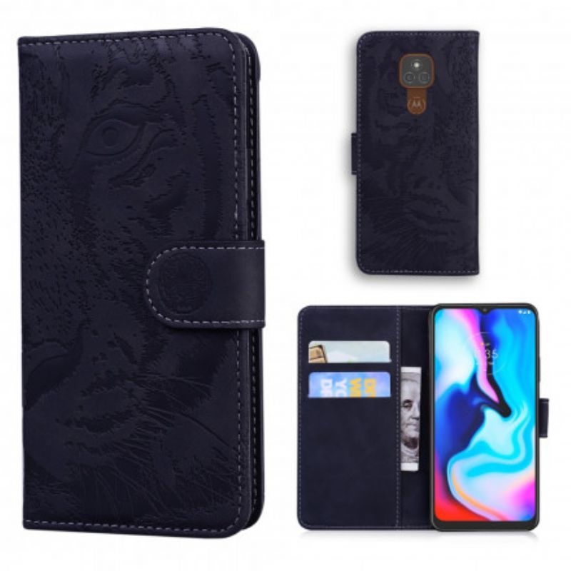 Flip Cover Moto G9 Play Tiger Ansigtstryk