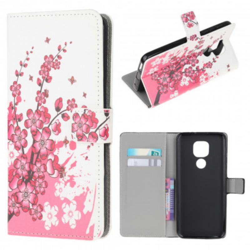 Flip Cover Moto G9 Play Tropiske Blomster