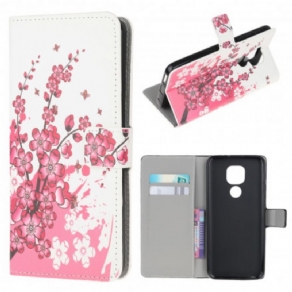 Flip Cover Moto G9 Play Tropiske Blomster