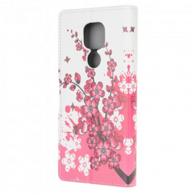 Flip Cover Moto G9 Play Tropiske Blomster