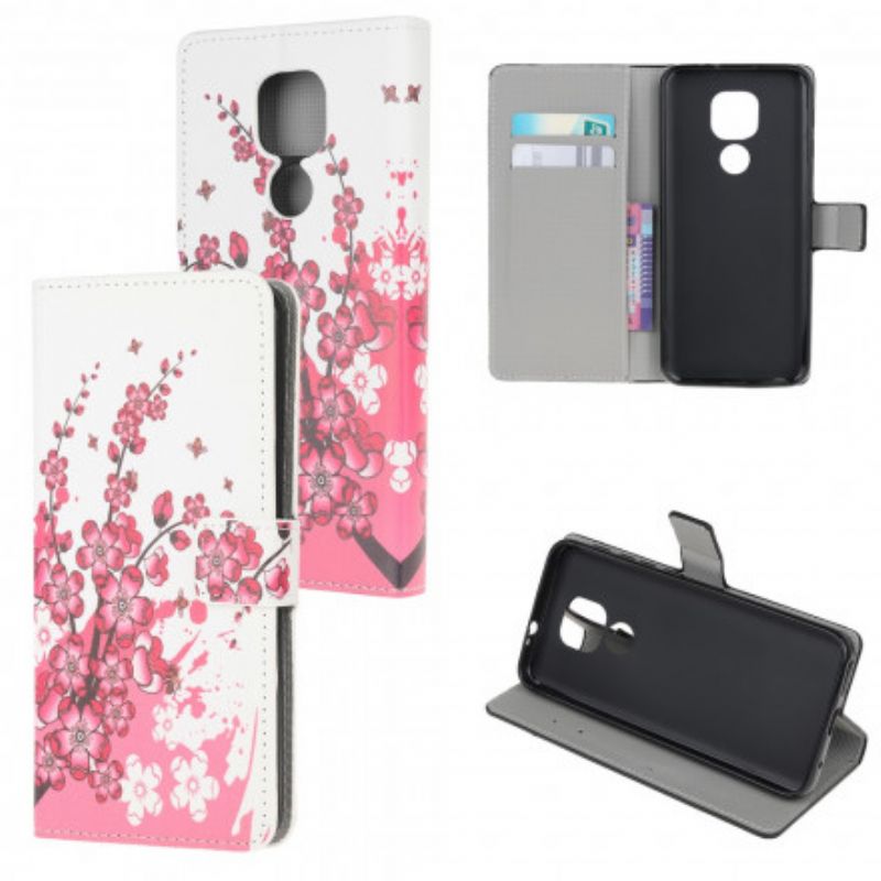 Flip Cover Moto G9 Play Tropiske Blomster