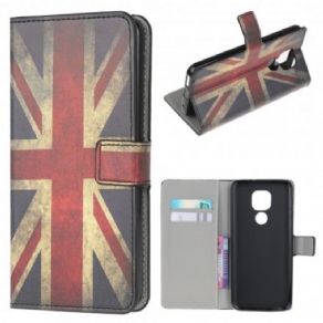 Læder Cover Moto G9 Play Englands Flag